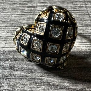 Betsey Johnson heart haped ring with CZ stones